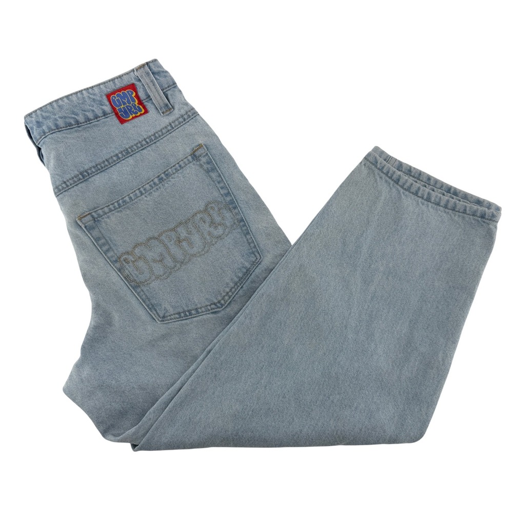 Empyre Skate Jeans Mens 28 Light Wash Blue Loose Fit Embroidered Baggy Denim